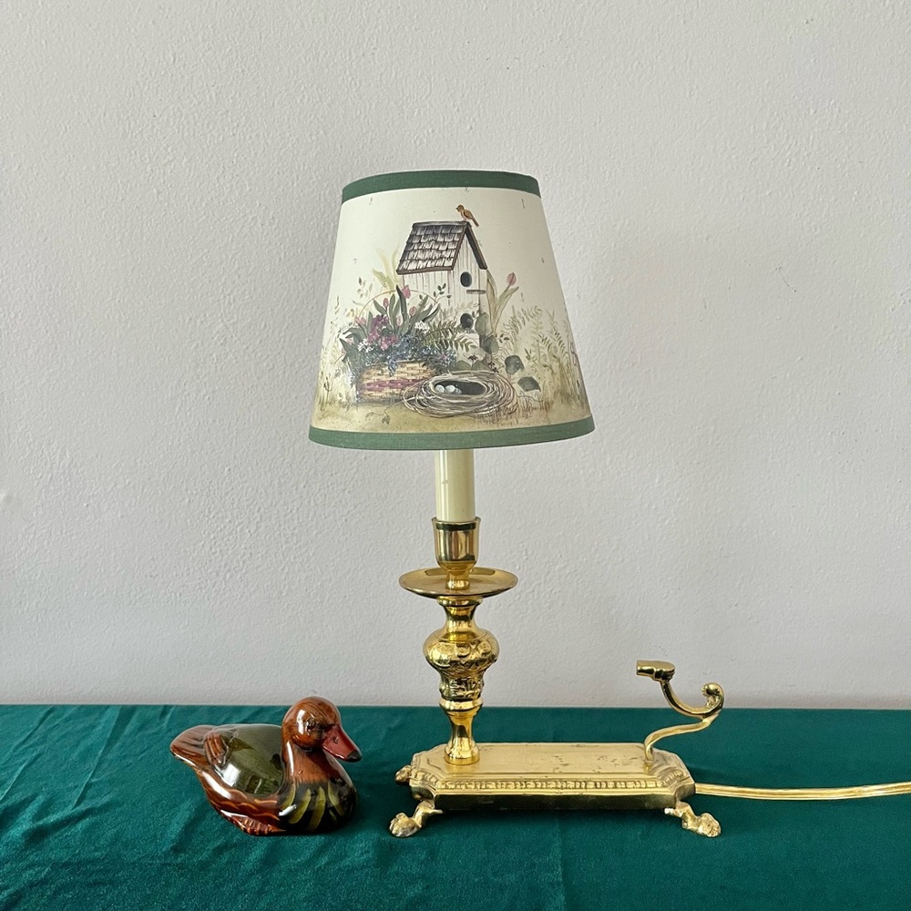VTG Brass Bouillotte Table Lamp with Gorgeous Shade
